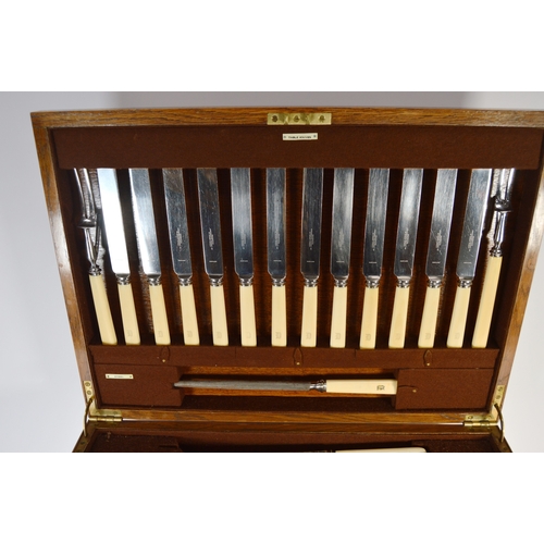 80 - Part canteen of silver cutlery comprising twelve table forks, twelve dessert forks, twelve dessert s... 