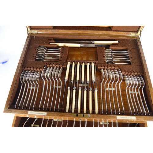 80 - Part canteen of silver cutlery comprising twelve table forks, twelve dessert forks, twelve dessert s... 