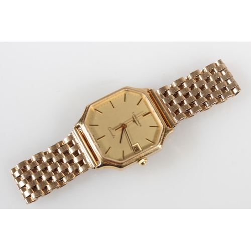 180 - Gents 9ct yellow gold Longines wristwatch, the octagonal champagne coloured dial with date aperture ... 