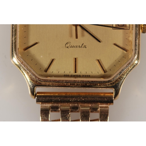 180 - Gents 9ct yellow gold Longines wristwatch, the octagonal champagne coloured dial with date aperture ... 