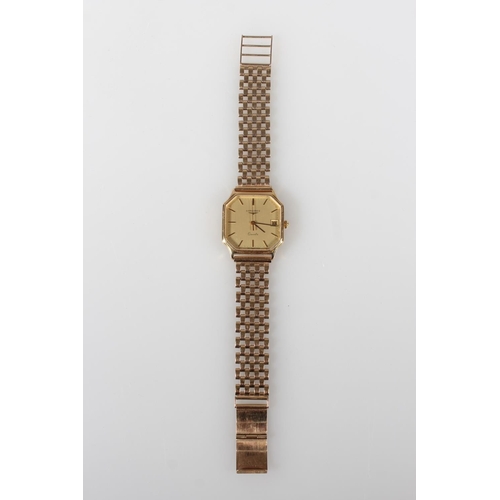 180 - Gents 9ct yellow gold Longines wristwatch, the octagonal champagne coloured dial with date aperture ... 