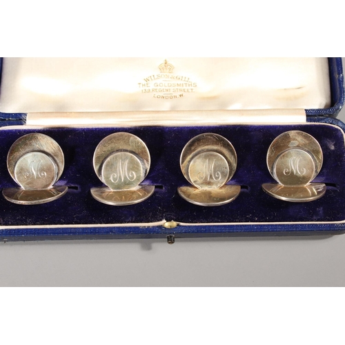 39 - Cased set of four silver menu or place name holders, Sampson Mordan & Co Ltd, Sheffield, and ano... 