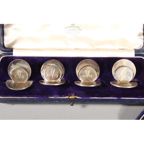 39 - Cased set of four silver menu or place name holders, Sampson Mordan & Co Ltd, Sheffield, and ano... 