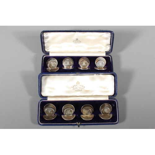 39 - Cased set of four silver menu or place name holders, Sampson Mordan & Co Ltd, Sheffield, and ano... 