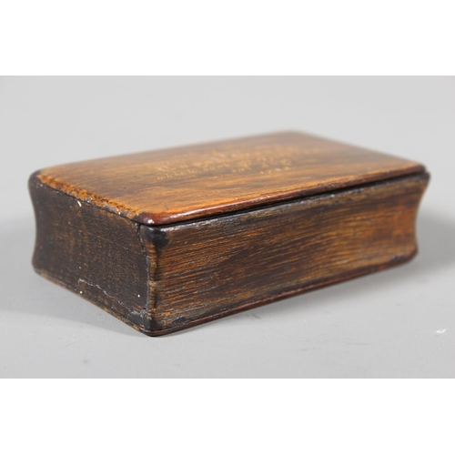 Antique oak snuff box - reputedly made of 'oak Line of Battleship Royal ...