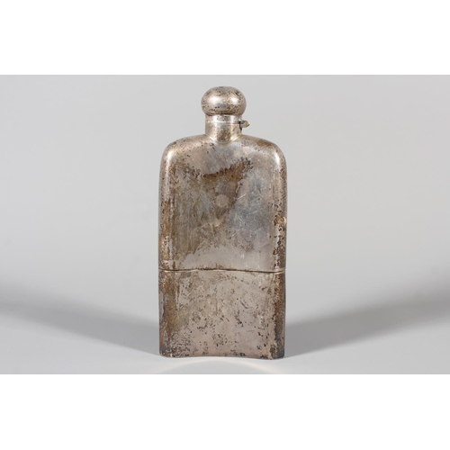 43 - Silver hip flask of typical form with hinge top and removable cup, Walker & Hall, Sheffield, 190... 