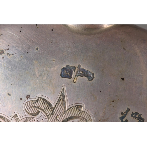 43 - Silver hip flask of typical form with hinge top and removable cup, Walker & Hall, Sheffield, 190... 