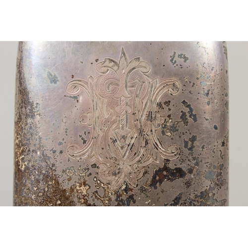43 - Silver hip flask of typical form with hinge top and removable cup, Walker & Hall, Sheffield, 190... 