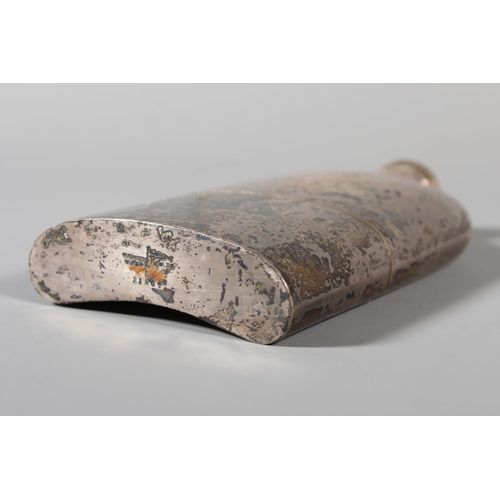 43 - Silver hip flask of typical form with hinge top and removable cup, Walker & Hall, Sheffield, 190... 
