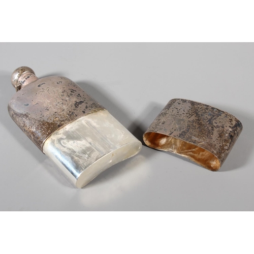 43 - Silver hip flask of typical form with hinge top and removable cup, Walker & Hall, Sheffield, 190... 