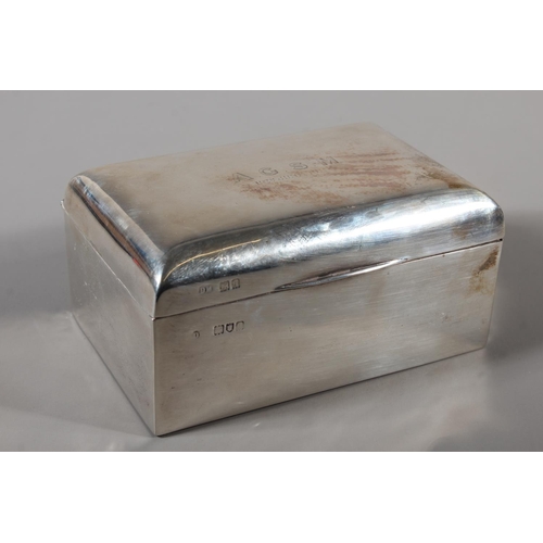 47 - Geo V silver cigarette box with wood lined interior, Munsey & Co (David Munsey), Sheffield, 1911... 