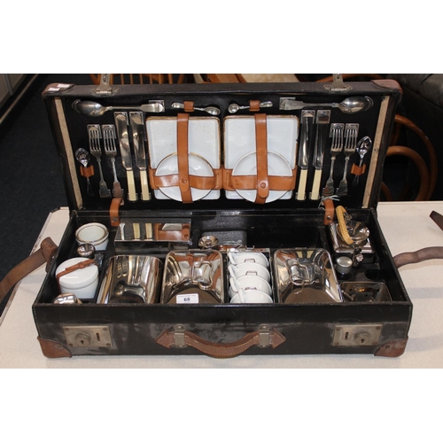 68 - Vintage travelling picnic set in suitcase.