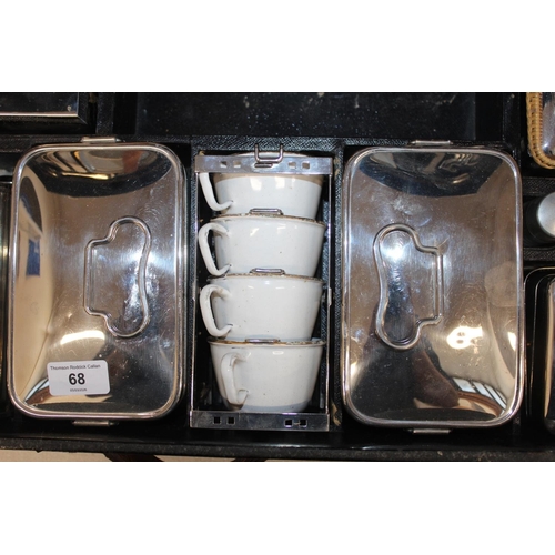 68 - Vintage travelling picnic set in suitcase.