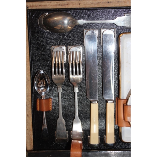 68 - Vintage travelling picnic set in suitcase.