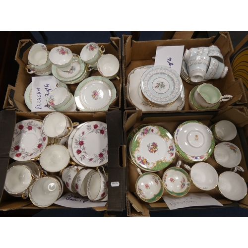 1 - Four cartons containing various Paragon china teawares to include 'Rockingham', 'Radstock' and 'Fasc...