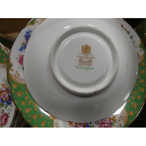 1 - Four cartons containing various Paragon china teawares to include 'Rockingham', 'Radstock' and 'Fasc...