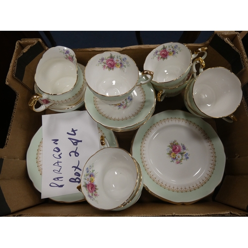1 - Four cartons containing various Paragon china teawares to include 'Rockingham', 'Radstock' and 'Fasc...