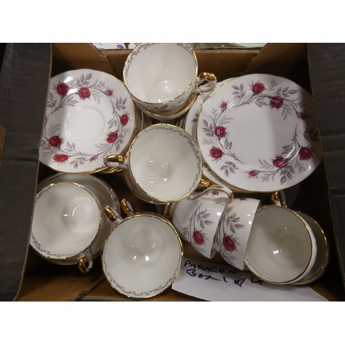 1 - Four cartons containing various Paragon china teawares to include 'Rockingham', 'Radstock' and 'Fasc...