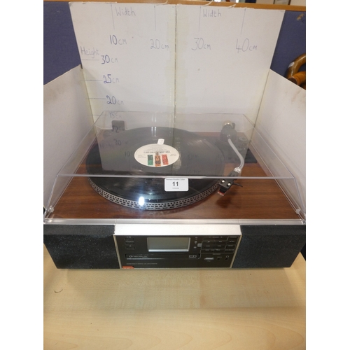 11 - Neostar music system with turntable, radio and CD recorder, model TCTR-30C....