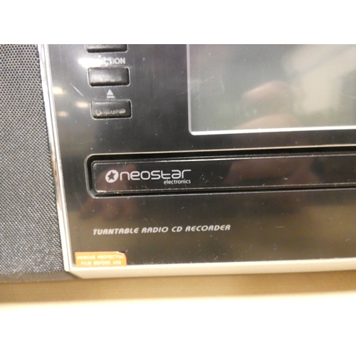 11 - Neostar music system with turntable, radio and CD recorder, model TCTR-30C....