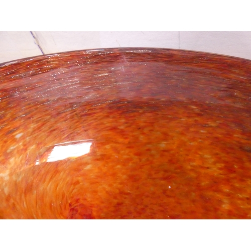 16 - Strathearn mottled orange art glass bowl with gold-coloured inclusions....