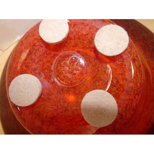 16 - Strathearn mottled orange art glass bowl with gold-coloured inclusions....