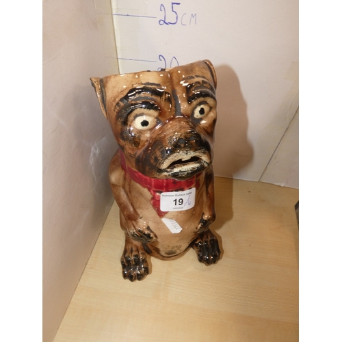 19 - 19th century pug dog tobacco jar (a/f), hand-painted plate, planter in the form of a Quimper urn, an...