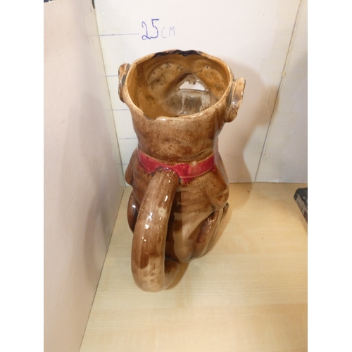 19 - 19th century pug dog tobacco jar (a/f), hand-painted plate, planter in the form of a Quimper urn, an...