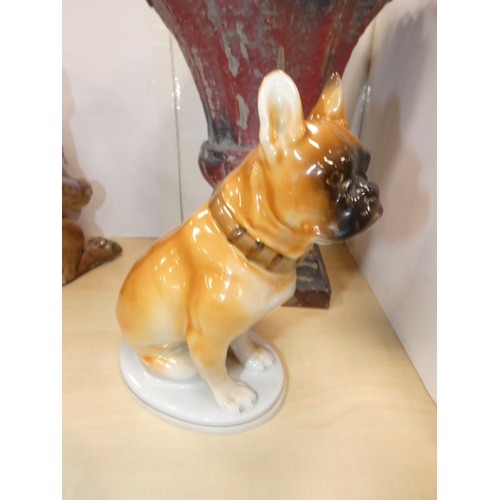 19 - 19th century pug dog tobacco jar (a/f), hand-painted plate, planter in the form of a Quimper urn, an...