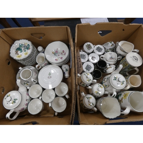 2 - Two cartons containing Portmeirion china tea and dinnerwares to include 'Florabunda' and 'Botanic Ga...