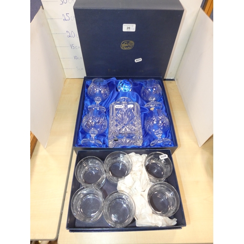 20 - Bohemia Crystal decanter and four glasses, in fitted box, and a boxed set of Gleneagles Crystal glas...