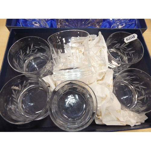 20 - Bohemia Crystal decanter and four glasses, in fitted box, and a boxed set of Gleneagles Crystal glas...