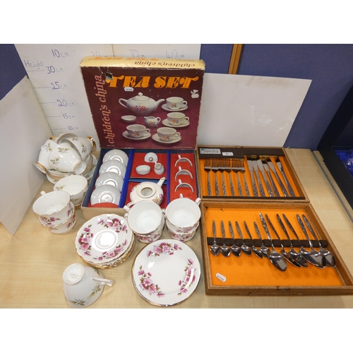 21 - Spear & Jackson part canteen of cutlery, children's tea set, other ceramics etc....