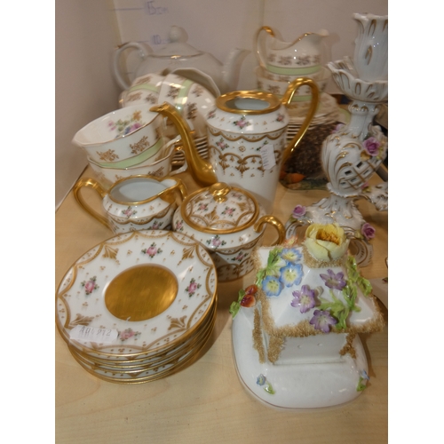 22 - Assorted ceramics, fish servers, berry spoons, hedgehog ornament, hand-painted candlesticks, Coalpor...