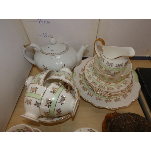 22 - Assorted ceramics, fish servers, berry spoons, hedgehog ornament, hand-painted candlesticks, Coalpor...