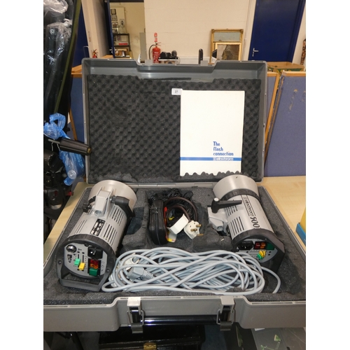 27 - Elinchrom 500 Professional studio flash system and accessories, in fitted carry case, Manfrotto trip...