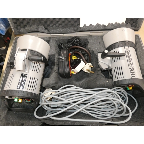 27 - Elinchrom 500 Professional studio flash system and accessories, in fitted carry case, Manfrotto trip...