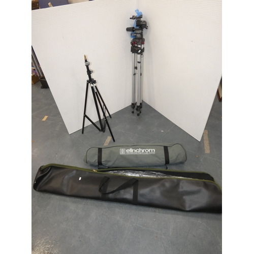 27 - Elinchrom 500 Professional studio flash system and accessories, in fitted carry case, Manfrotto trip...