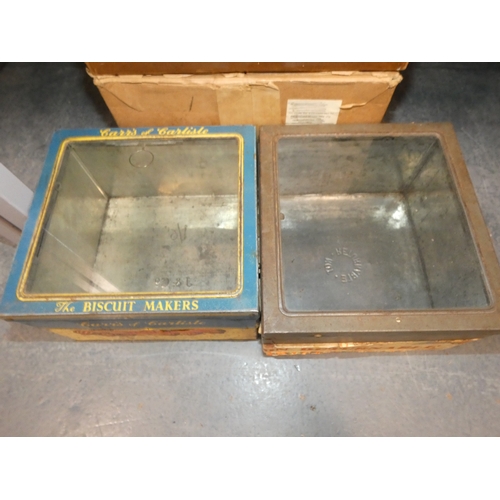 30 - Bowler hat (lining a/f), two biscuit boxes to include Carr's of Carlisle and Lang & Co Ltd....