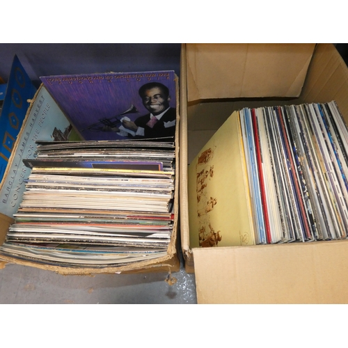 37 - Two cartons containing rock and pop vinyl records to include Led Zeppelin, Talking Heads, Dire Strai...