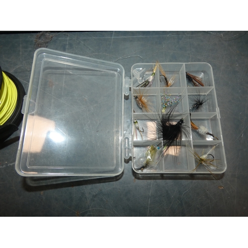 39 - Two cartons containing fishing accessories to include fly tying equipment, Airflo reel etc....