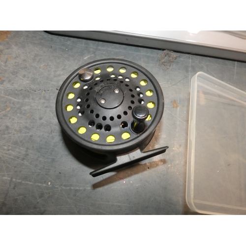 39 - Two cartons containing fishing accessories to include fly tying equipment, Airflo reel etc....