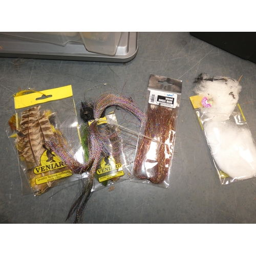 39 - Two cartons containing fishing accessories to include fly tying equipment, Airflo reel etc....