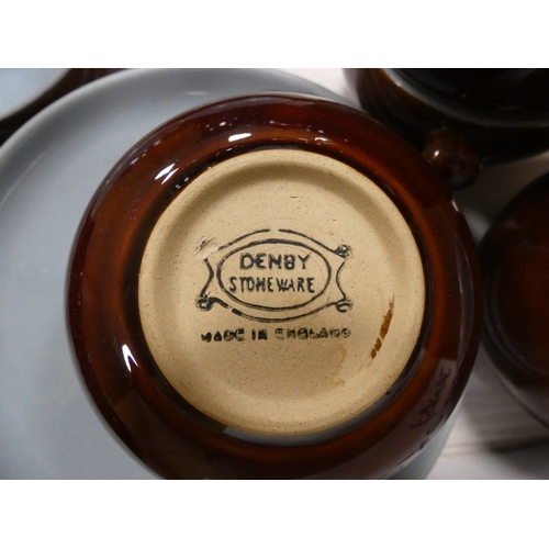 4 - Denby part tea and coffee set glazed in brown and pale blue....