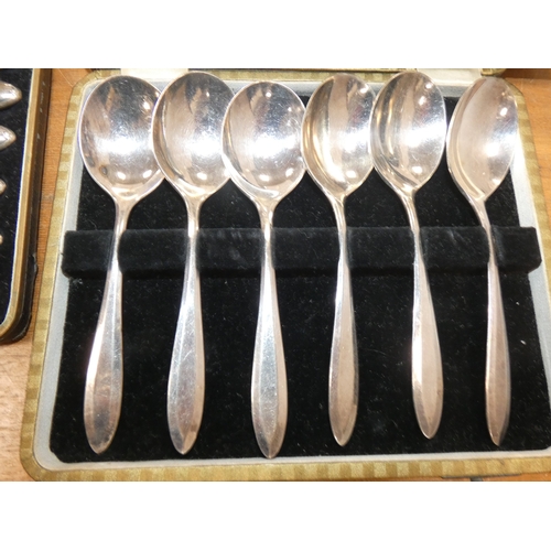 42 - Large collection of EP cutlery to include fish knives and forks, teaspoons, set of six silver-handle...