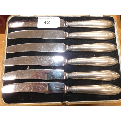 42 - Large collection of EP cutlery to include fish knives and forks, teaspoons, set of six silver-handle...