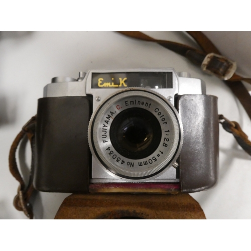 48 - Group of cameras to include Emi K, Polaroid, Kodak Junior Six-20 series II, Werra, cine-type camera ...