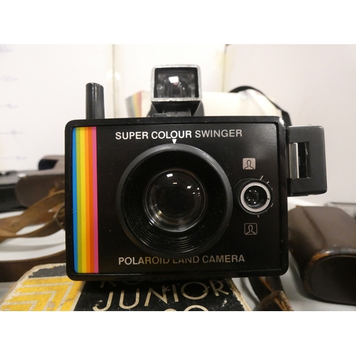 48 - Group of cameras to include Emi K, Polaroid, Kodak Junior Six-20 series II, Werra, cine-type camera ...
