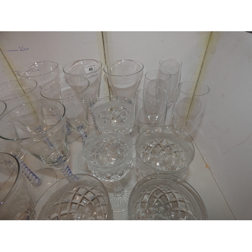 49 - Set of eleven matching wine glasses with airtwist stems, and other crystal and glass wine glasses....