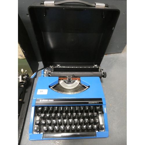 51 - Silver-Reed Silverette II typewriter and Smith Premier typewriter, both cased....